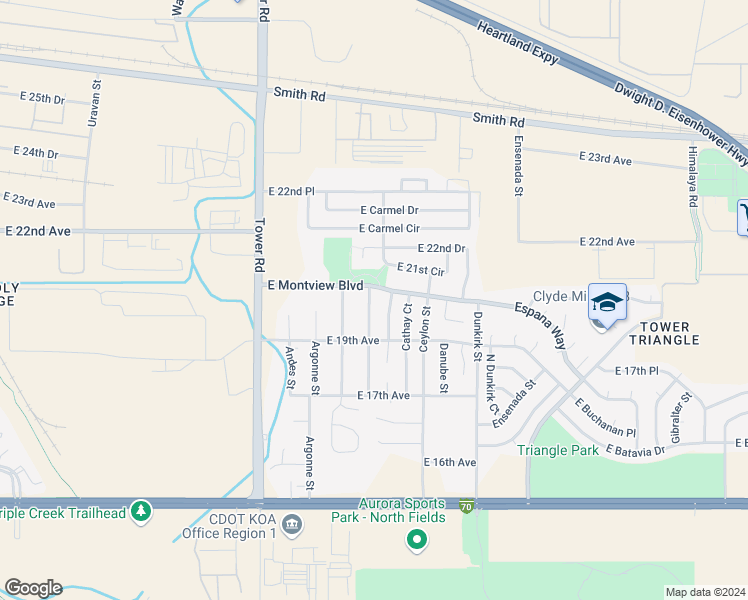 map of restaurants, bars, coffee shops, grocery stores, and more near 1984 Biscay Street in Aurora