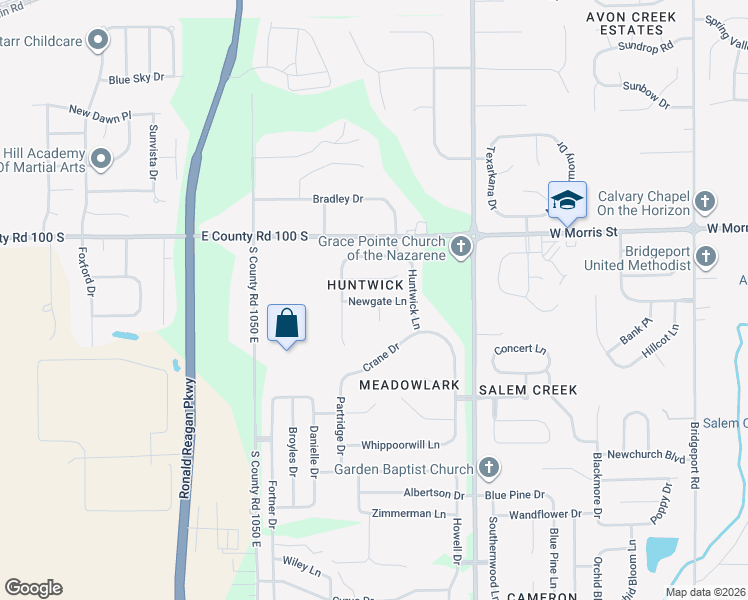 map of restaurants, bars, coffee shops, grocery stores, and more near 10716 Newgate Lane in Indianapolis