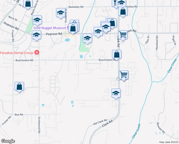 map of restaurants, bars, coffee shops, grocery stores, and more near 5519 Paloma Avenue in Paradise