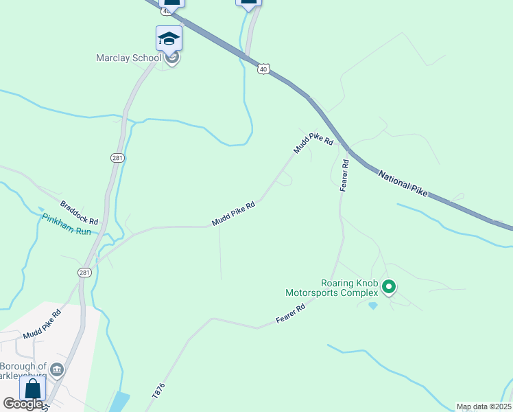 map of restaurants, bars, coffee shops, grocery stores, and more near 174 Mudd Pike Road in Markleysburg