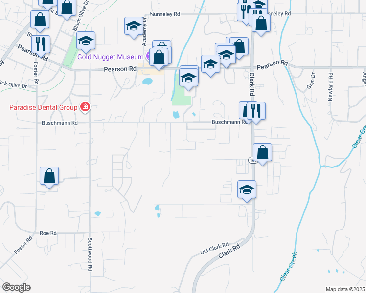 map of restaurants, bars, coffee shops, grocery stores, and more near 5529 Paloma Avenue in Paradise