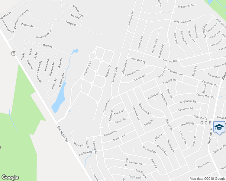 map of restaurants, bars, coffee shops, grocery stores, and more near 113 Barracuda Road in Stafford Township