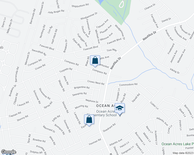 map of restaurants, bars, coffee shops, grocery stores, and more near 109 Bark Road in Stafford Township