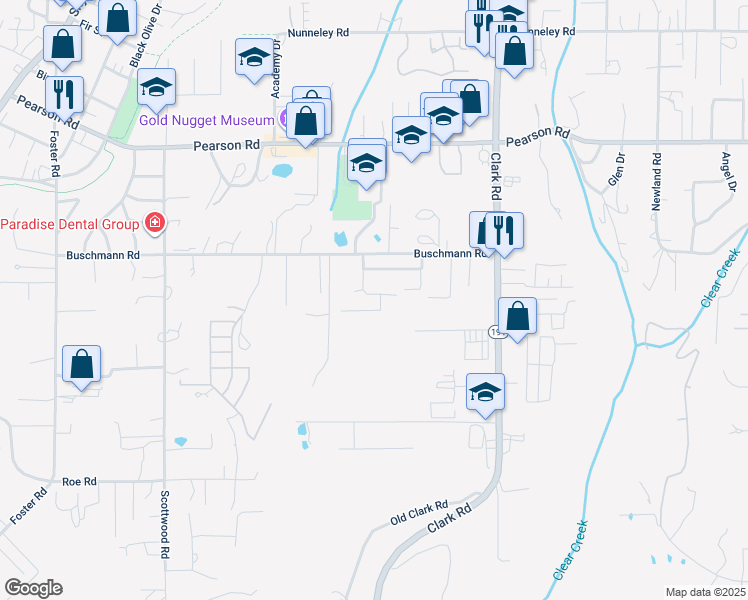 map of restaurants, bars, coffee shops, grocery stores, and more near 5519 Paloma Avenue in Paradise