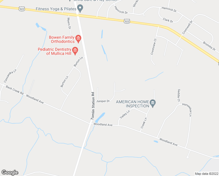 map of restaurants, bars, coffee shops, grocery stores, and more near 121 Juniper Drive in Mullica Hill