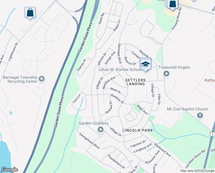 map of restaurants, bars, coffee shops, grocery stores, and more near 4 Mast Drive in Barnegat Township