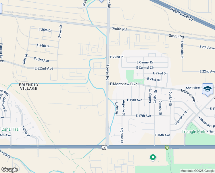map of restaurants, bars, coffee shops, grocery stores, and more near 2000 Tower Road in Aurora