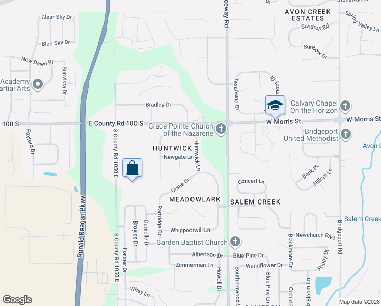 map of restaurants, bars, coffee shops, grocery stores, and more near 10758 Newgate Lane in Indianapolis