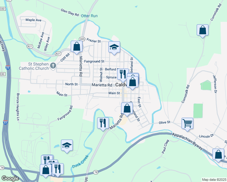 map of restaurants, bars, coffee shops, grocery stores, and more near 516 Main Street in Caldwell