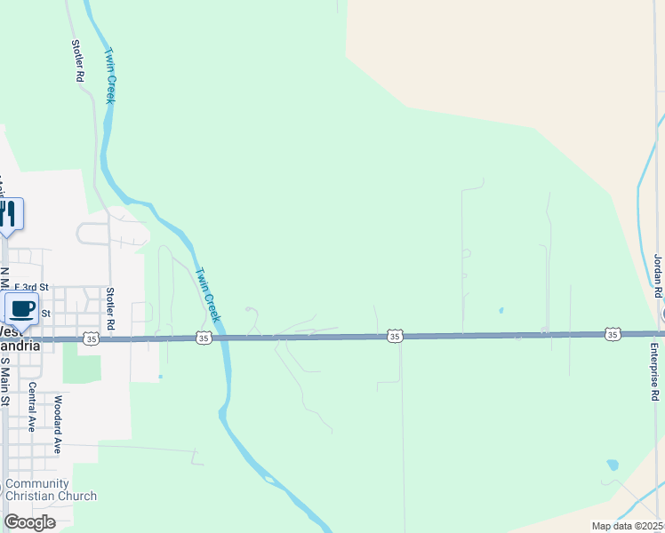 map of restaurants, bars, coffee shops, grocery stores, and more near 6405 U.S. 35 in West Alexandria
