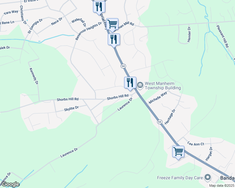 map of restaurants, bars, coffee shops, grocery stores, and more near 95 Shorbs Hill Road in Hanover