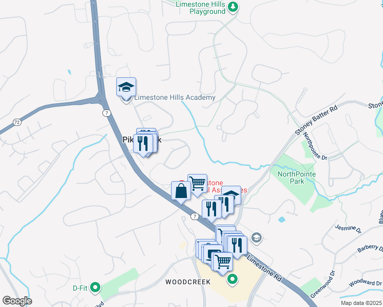 map of restaurants, bars, coffee shops, grocery stores, and more near 1406 Braken Avenue in Wilmington