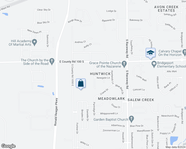 map of restaurants, bars, coffee shops, grocery stores, and more near 1064 Halifax Lane in Indianapolis