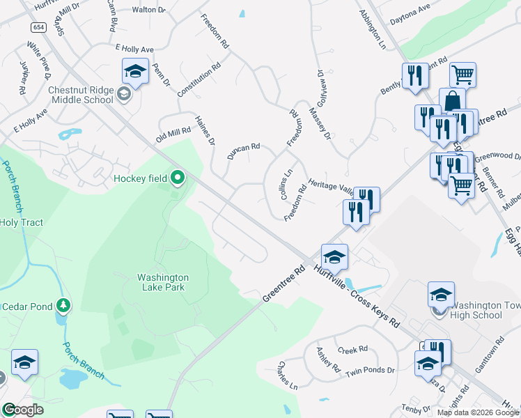 map of restaurants, bars, coffee shops, grocery stores, and more near 2 Drake Terrace in Washington Township