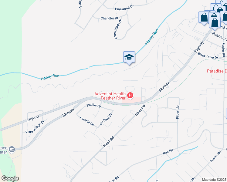 map of restaurants, bars, coffee shops, grocery stores, and more near 295 Keffer Lane in Paradise