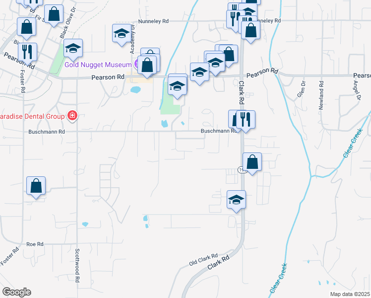 map of restaurants, bars, coffee shops, grocery stores, and more near 5517 Paloma Avenue in Paradise