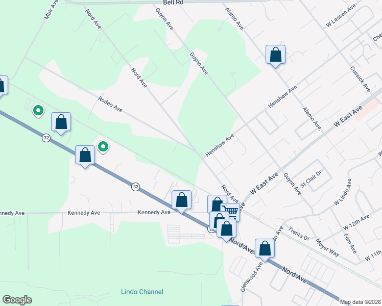 map of restaurants, bars, coffee shops, grocery stores, and more near 2701-2749 Nord Avenue in Chico