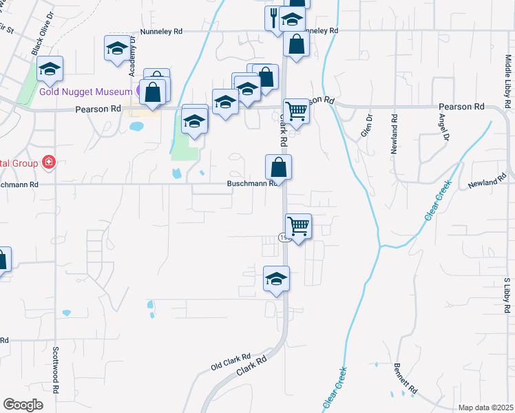 map of restaurants, bars, coffee shops, grocery stores, and more near 1020 Buschmann Road in Paradise