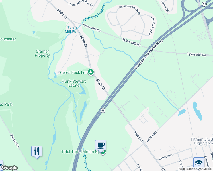 map of restaurants, bars, coffee shops, grocery stores, and more near 991 Main Street in Gloucester County