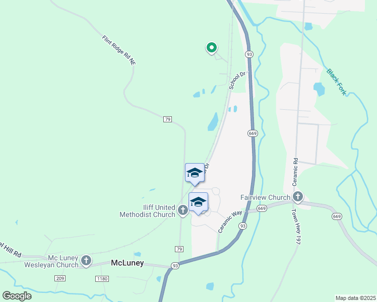 map of restaurants, bars, coffee shops, grocery stores, and more near 4364 Flint Ridge Road Northeast in Crooksville