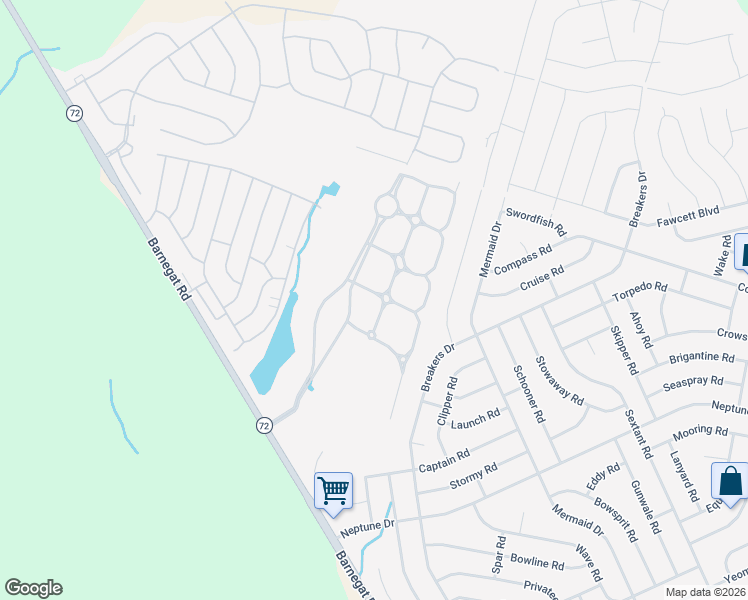 map of restaurants, bars, coffee shops, grocery stores, and more near 54 Deerfield Drive in Stafford Township