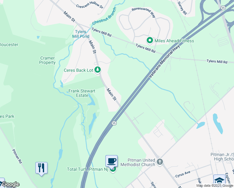 map of restaurants, bars, coffee shops, grocery stores, and more near 991 Main Street in Gloucester County