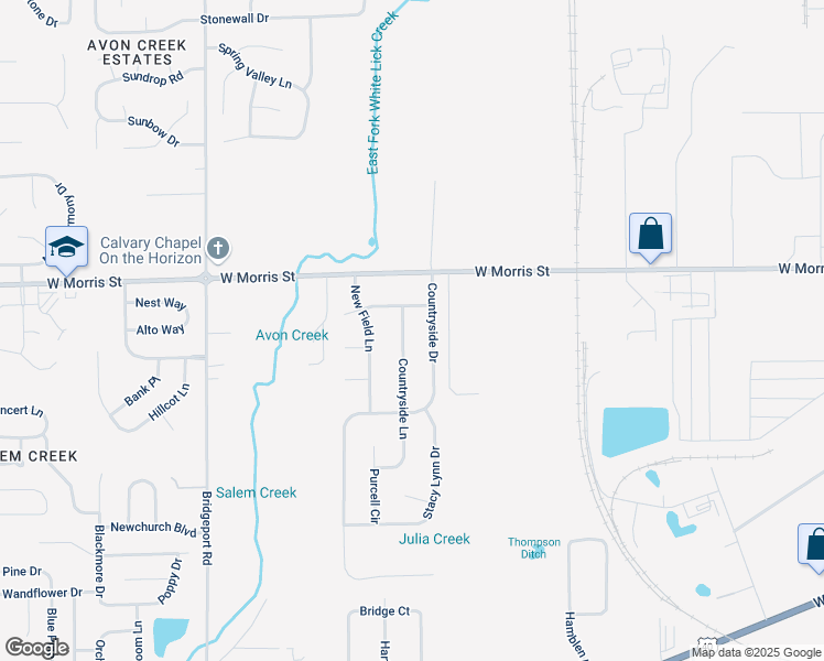 map of restaurants, bars, coffee shops, grocery stores, and more near 1376 Countryside Drive in Indianapolis