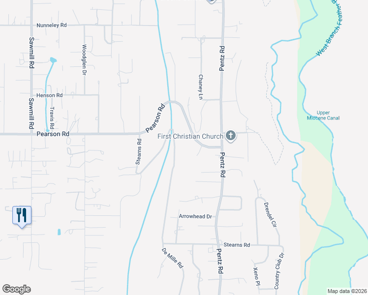 map of restaurants, bars, coffee shops, grocery stores, and more near 5501 Rockford Lane in Paradise