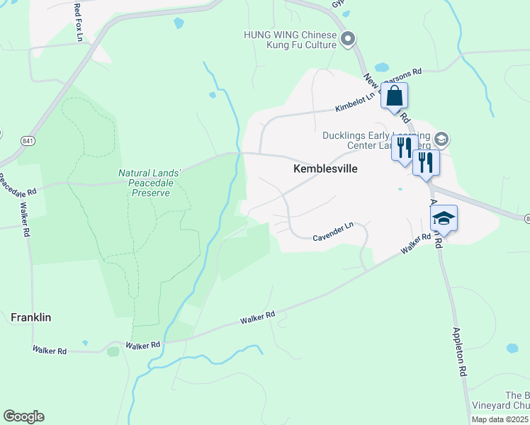 map of restaurants, bars, coffee shops, grocery stores, and more near 11 Franklin Road in Landenberg