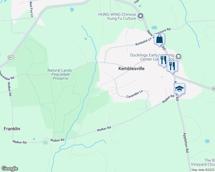 map of restaurants, bars, coffee shops, grocery stores, and more near 11 Franklin Road in Landenberg