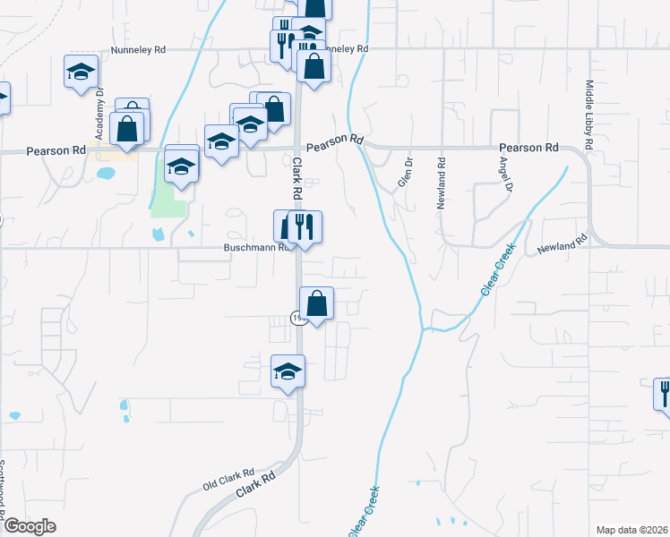 map of restaurants, bars, coffee shops, grocery stores, and more near 5552 Clark Road in Paradise