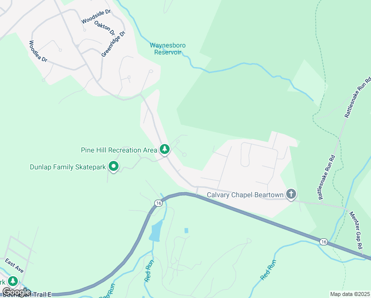 map of restaurants, bars, coffee shops, grocery stores, and more near 12732 Arielle Lane in Waynesboro