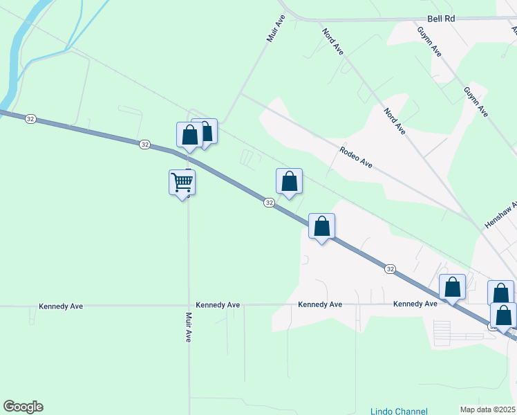 map of restaurants, bars, coffee shops, grocery stores, and more near 3207 California 32 in Chico