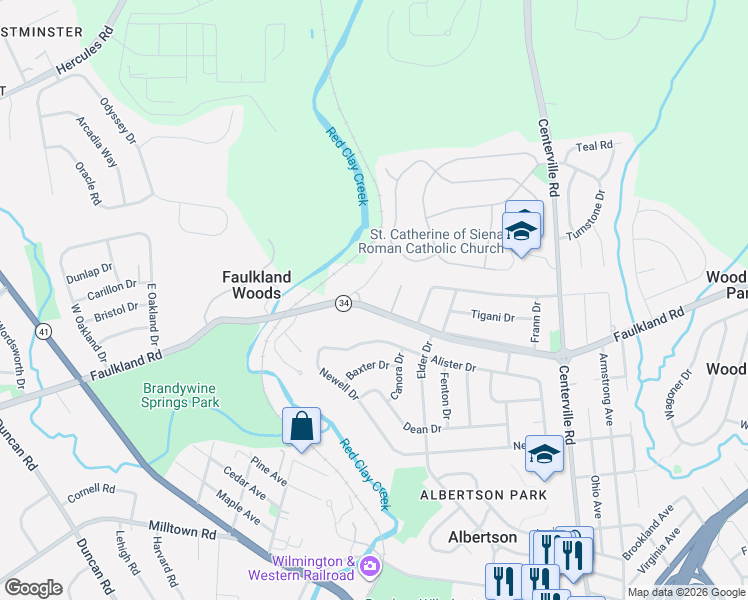 map of restaurants, bars, coffee shops, grocery stores, and more near 2302 Marlyn Drive in Wilmington