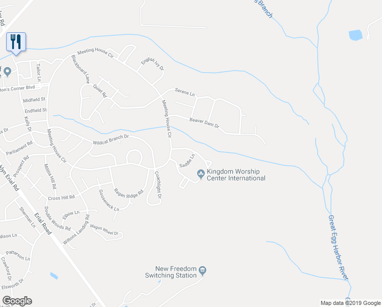 map of restaurants, bars, coffee shops, grocery stores, and more near 93 Colts Neck Drive in Sicklerville