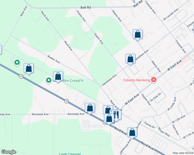 map of restaurants, bars, coffee shops, grocery stores, and more near in Chico