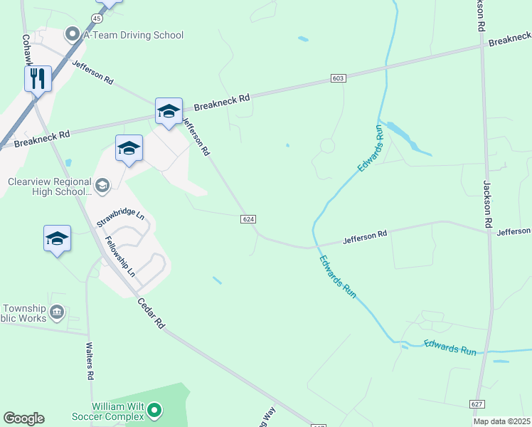 map of restaurants, bars, coffee shops, grocery stores, and more near 558 Jefferson Road in Harrison Township