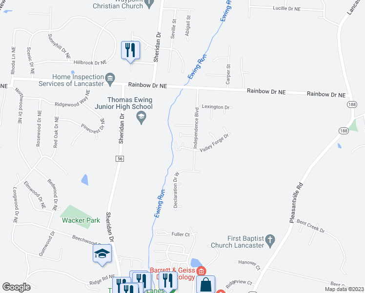 map of restaurants, bars, coffee shops, grocery stores, and more near 1907 Independence Boulevard in Lancaster