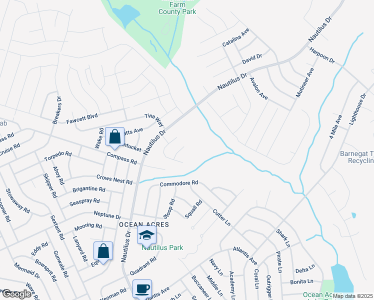 map of restaurants, bars, coffee shops, grocery stores, and more near 7 Staysail Avenue in Barnegat Township