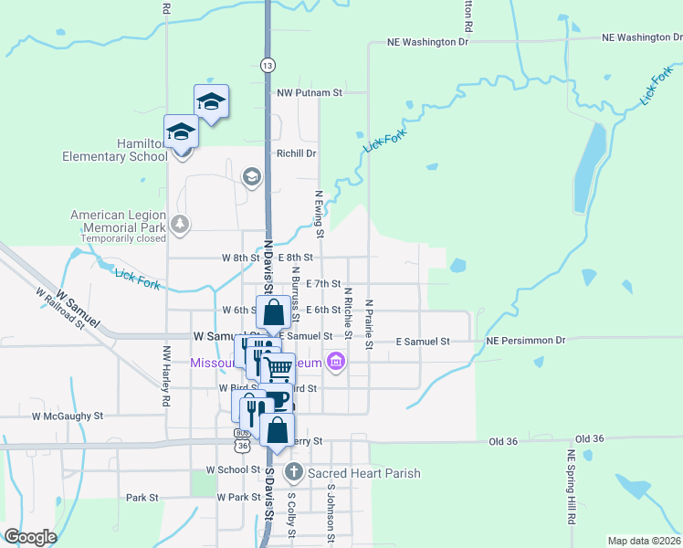 map of restaurants, bars, coffee shops, grocery stores, and more near 703 North Ritchie Street in Hamilton