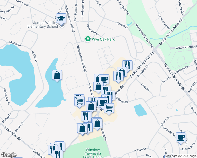 map of restaurants, bars, coffee shops, grocery stores, and more near Independence Boulevard in Camden County