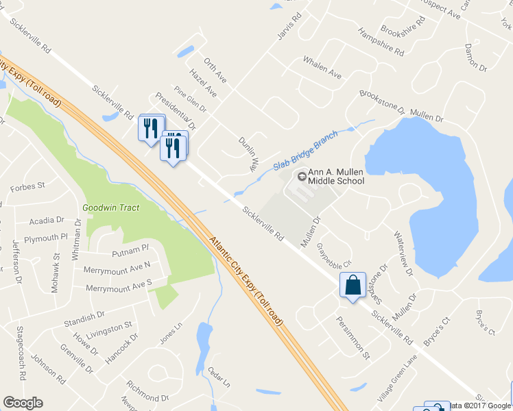 map of restaurants, bars, coffee shops, grocery stores, and more near 1432 Sicklerville Road in Sicklerville