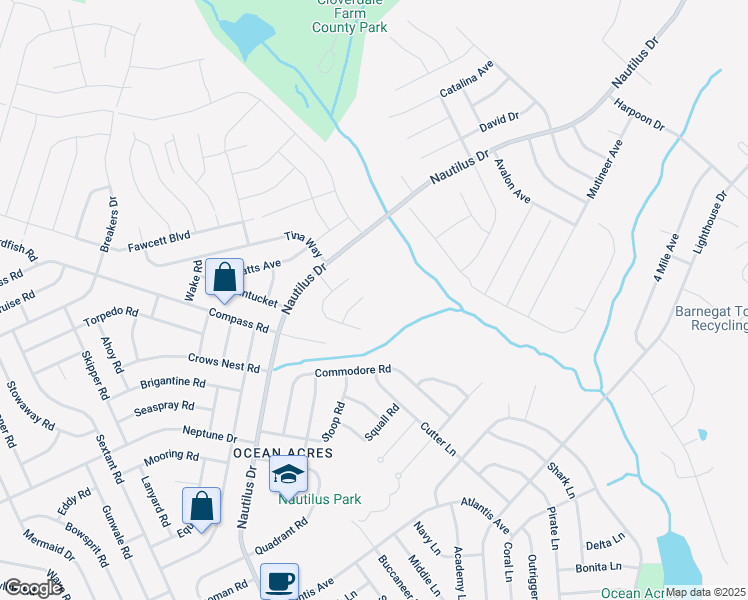 map of restaurants, bars, coffee shops, grocery stores, and more near 7 Staysail in Barnegat Township