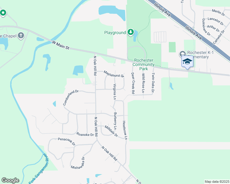 map of restaurants, bars, coffee shops, grocery stores, and more near Virginia Lane in Rochester