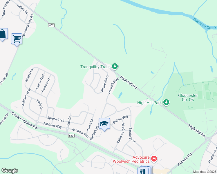 map of restaurants, bars, coffee shops, grocery stores, and more near 66 Fredrick Boulevard in Swedesboro