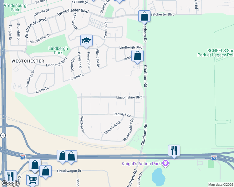 map of restaurants, bars, coffee shops, grocery stores, and more near 2113-2155 Lincolnshire Boulevard in Springfield