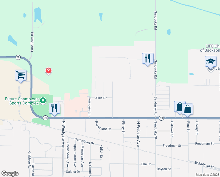 map of restaurants, bars, coffee shops, grocery stores, and more near 2-98 Wadsworth Dr in Jacksonville
