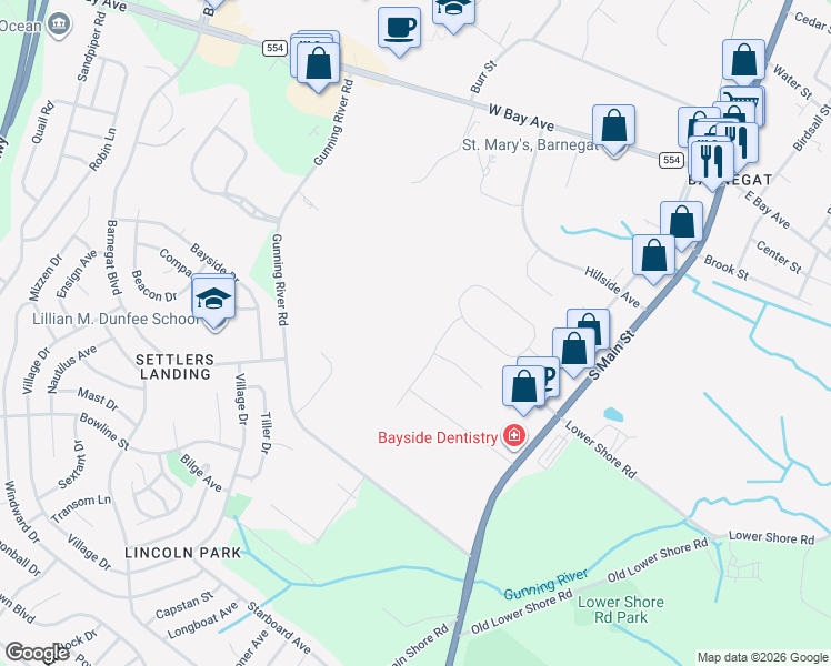 map of restaurants, bars, coffee shops, grocery stores, and more near 99 Route 72 in Barnegat Township