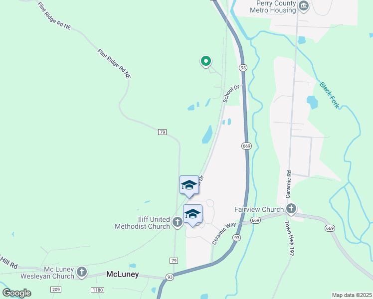 map of restaurants, bars, coffee shops, grocery stores, and more near 4364 Flint Ridge Road Northeast in Crooksville
