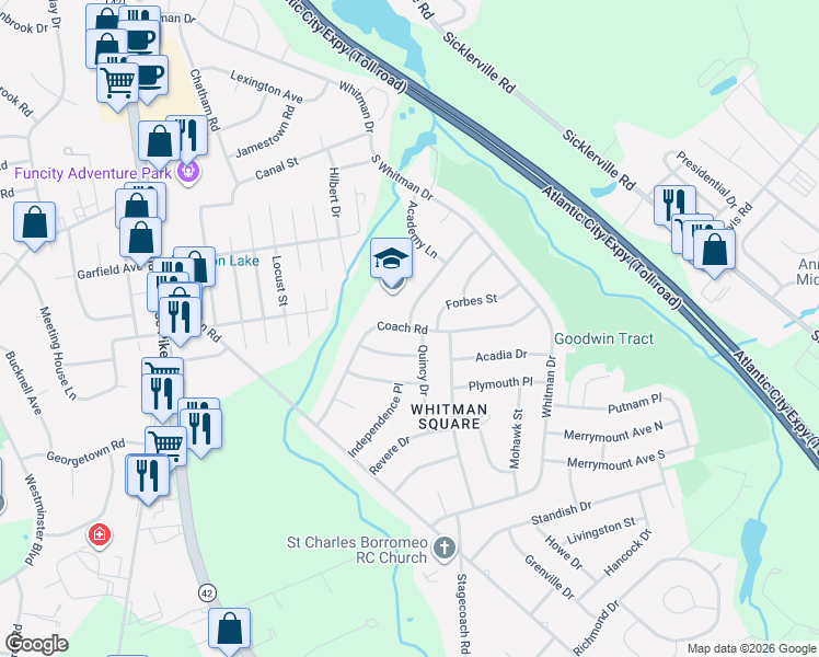 map of restaurants, bars, coffee shops, grocery stores, and more near 811 Coach Road in Washington Township